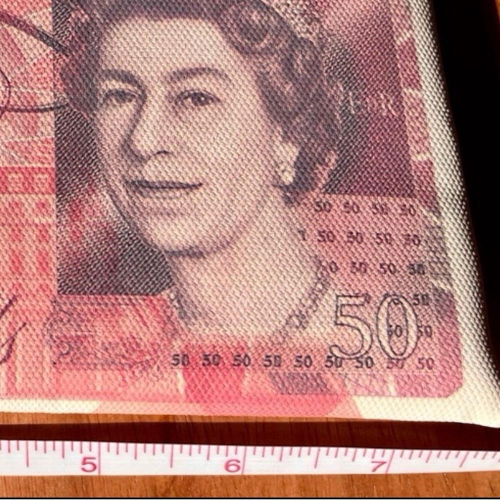 Zipper Pouch - Two-Sided British Currency £50 Banknote Print - NWOT - Picture 4 of 5
